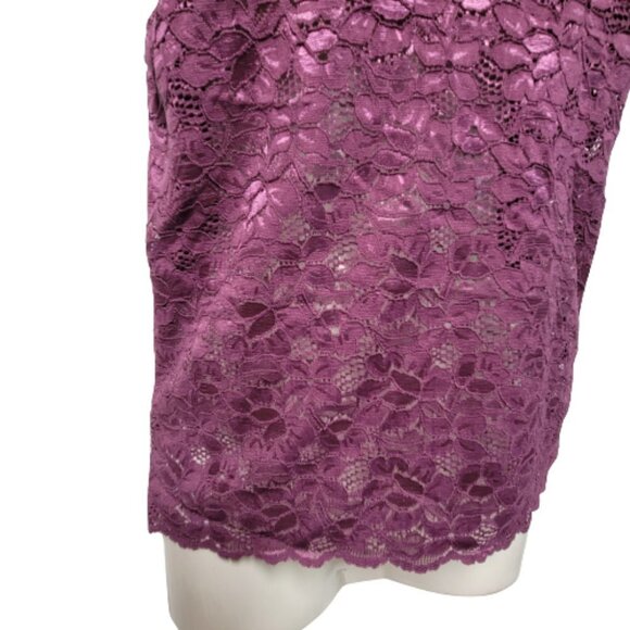 Purple Lace Long Camisole Lace Tank Top Stretchy Long Camisole - Size L- NEW - Picture 9 of 10